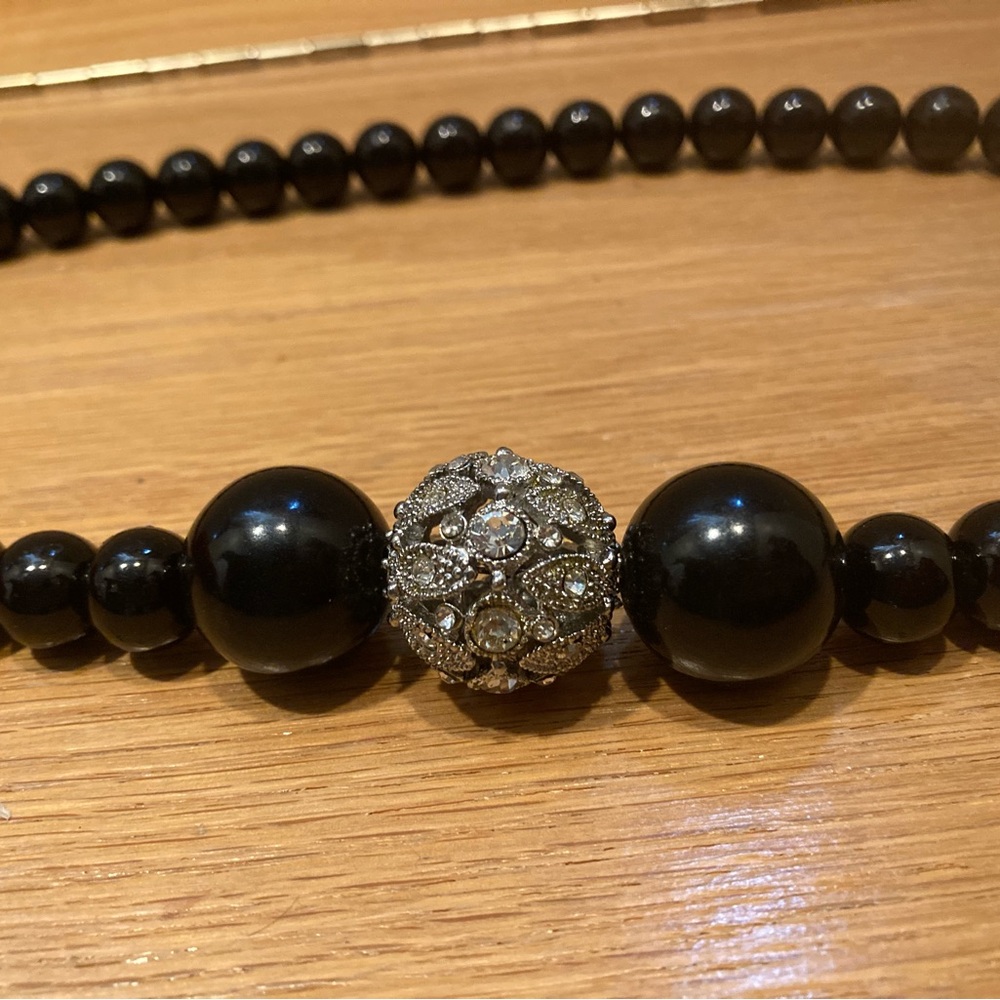 Black glass bead necklace